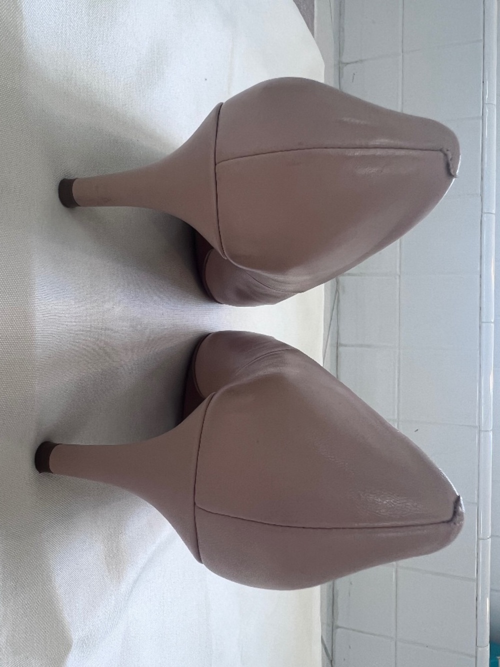 Cole Haan Nude Blush Leather Pointed-Toe Heels - Picture 3 of 7